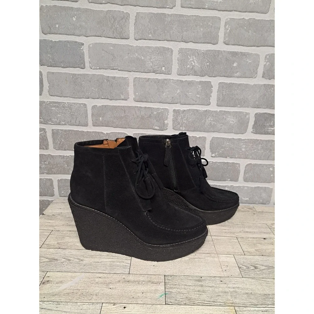 Derek Lam 10‎ Crosby Womens Black Suede Leather Wedge Platform Shoes Size 11 M